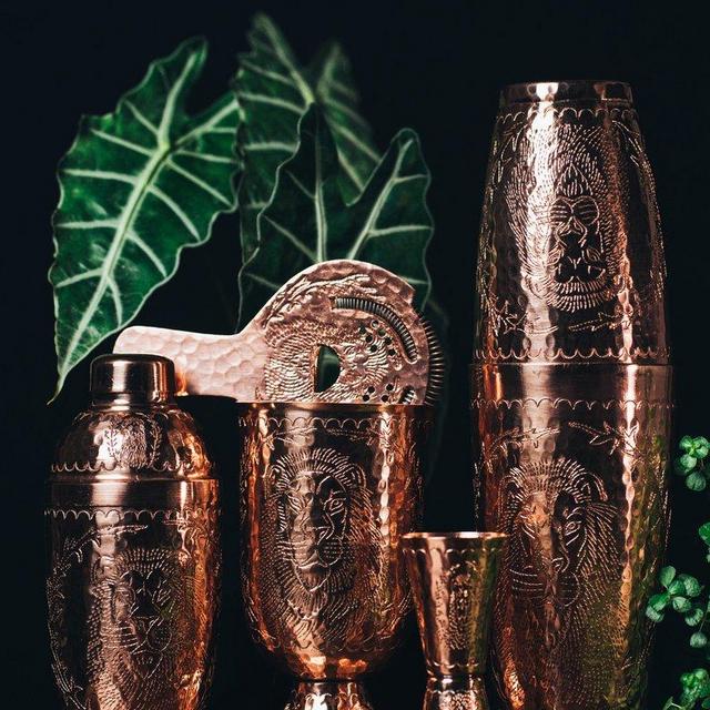 Engraved Copper Cocktail Shaker Set - Leon 032