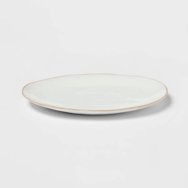 15" x 11" Stoneware Wethersfield Serving Platter White - Threshold™