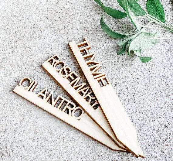 SOLID WOOD Herb Markers - Vegetable Markers - Garden Markers - Plant Labels - Plant Tags - Garden Labels