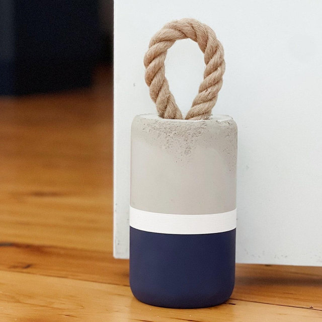 Cement doorstop, Maritime blue door stopper, Heavy concrete doorstop, Nautical Decor, Buoy doorstop, Handmade decor, Jute base, Gift idea
