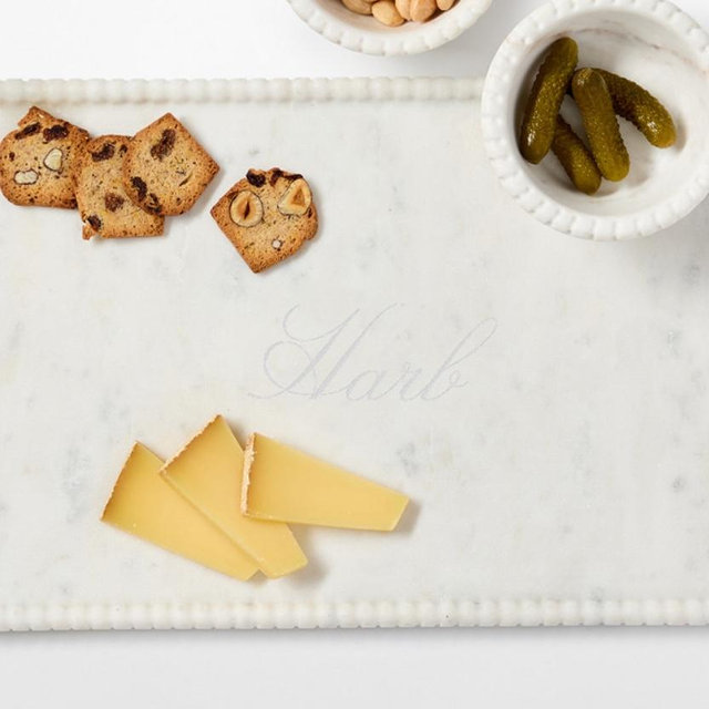 Beaded Marble Appetizer Serving Platter - Style AJ9 - “Harb”
