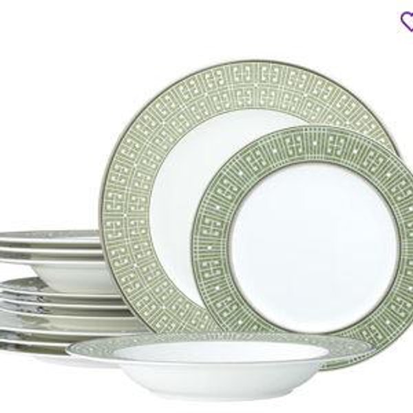 Noritake Infinity 12-Piece Dinnerware Set, Service For 4 (Green Platinum)