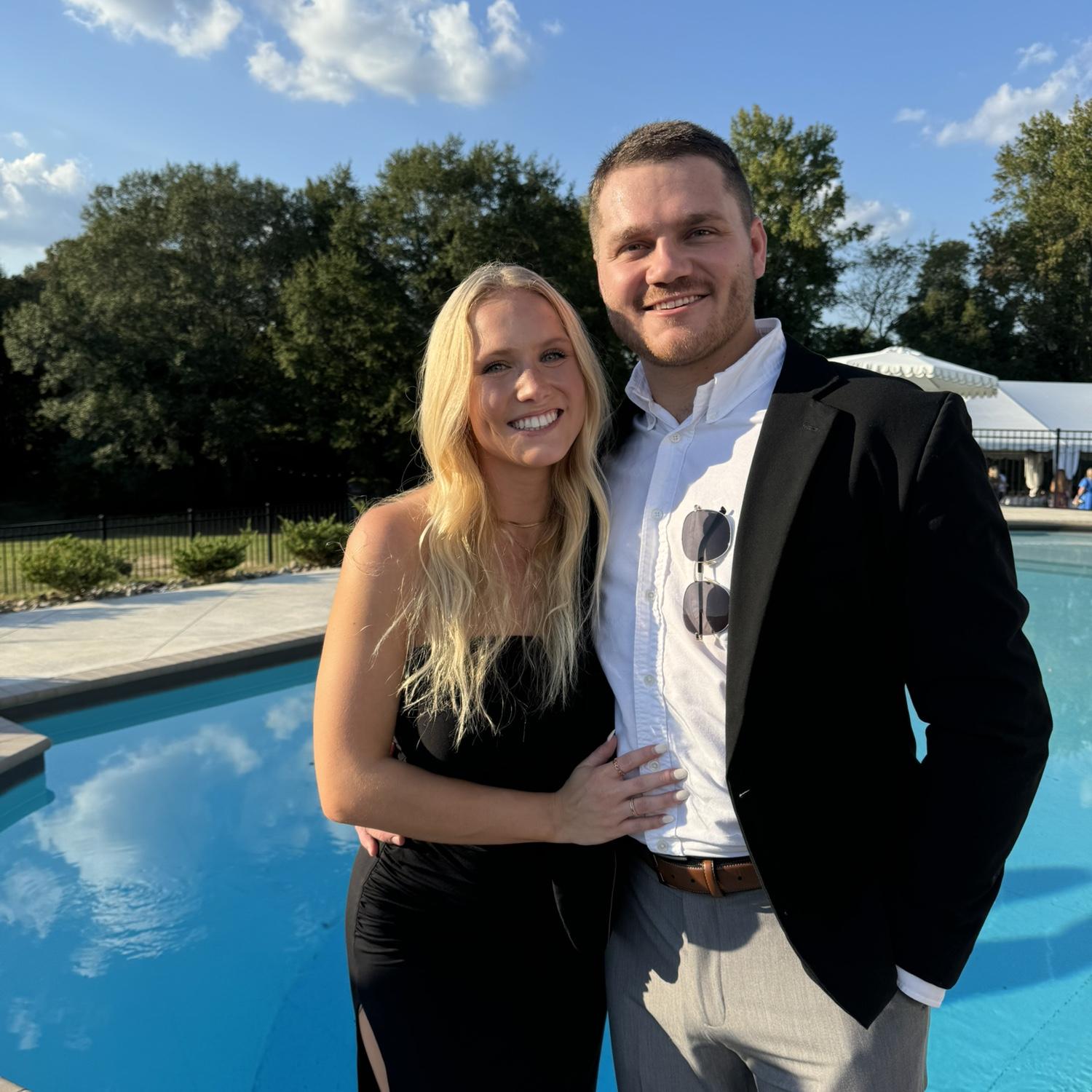 Lots of weddings attended in their 3 years together (10 and counting!!) Mason was also using his knee scooter here after his first ankle surgery in September 2024