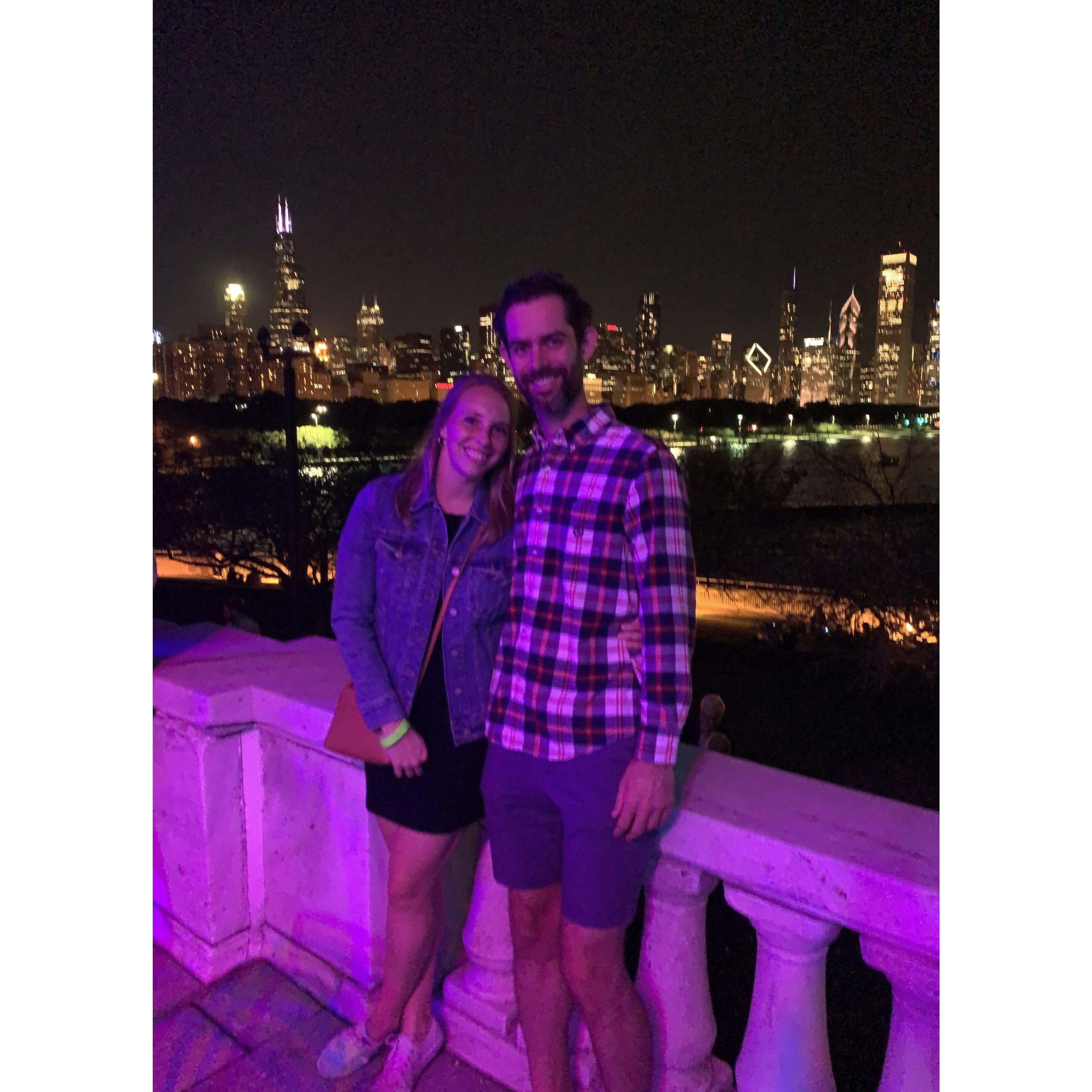 Chicago summer fun with Jazzin' at the Shedd with a beautiful nighttime skyline view