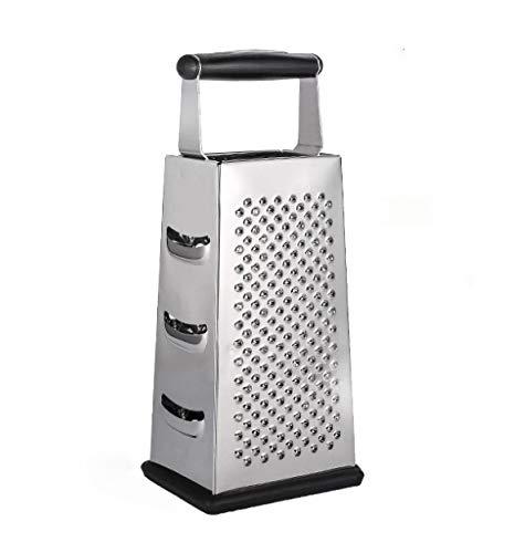 Box Grater For Kitchen,4-Sided Stainless Steel For Parmesan Cheese, Ginger, Vegetables,XL Size and Easy to Use