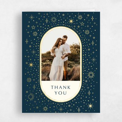Deepest Teal, Blue Wedding Thank You - Heron Photo Foil