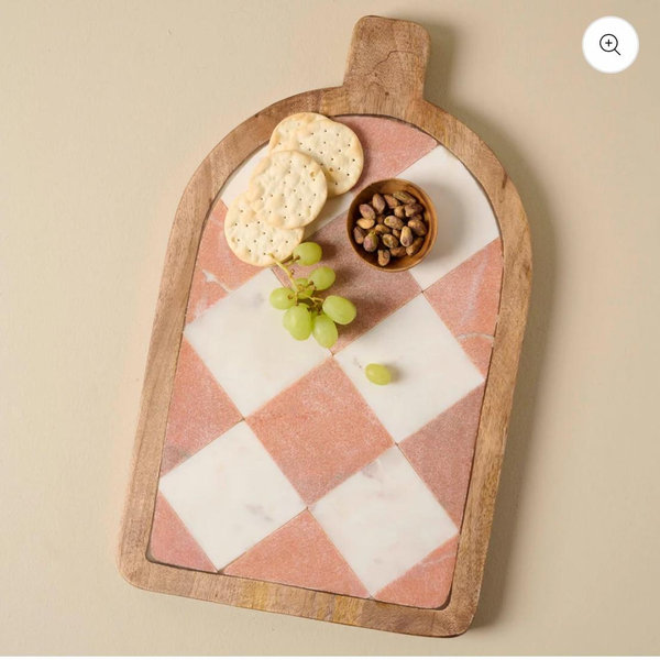 Carmella Checkered Marble Serving Board