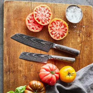 Bobby Flay Stainless Steel 2-Piece Santoku Knife Set with Sheath