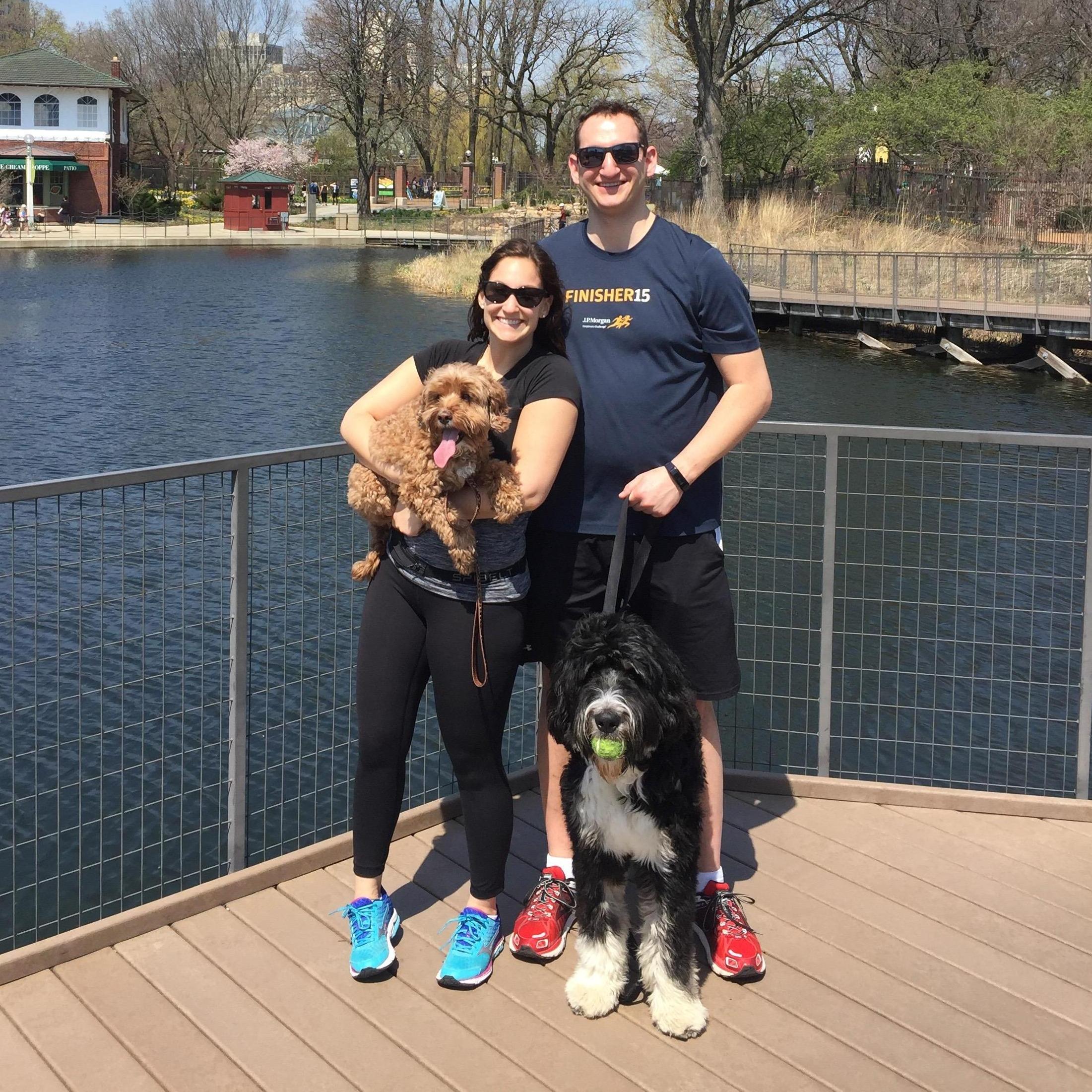 North pond with the pups.