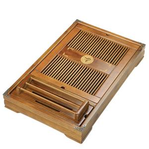 Tea Talent Reservoir & Drainage Type Solid Wood Tea Tray - Japanese / Chinese Gongfu Tea Table Serving Tray Box for Kungfu Tea Set 21.2 x 13.4 x 2.36 Inch, Original Color
