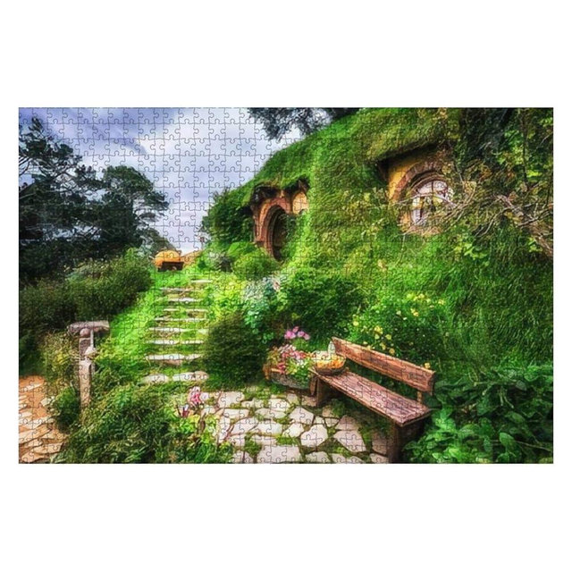Bilbo Baggins Home and Hobbit Garden in Hobbiton Set New Zealand 1000 Piece Wooden Jigsaw Puzzle DIY Children Educational Puzzles Adult Decompression Gift Creative Games Toys Puzzles Home Decor