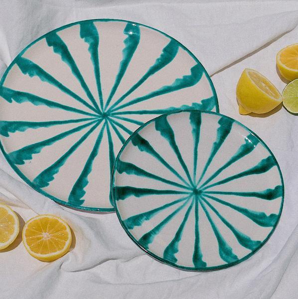 Casa Verde Dinner Plate with Candy Cane Stripes