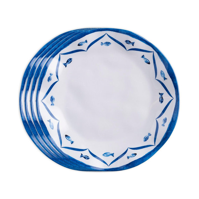 Q Squared Melamine Sardinia 10.5" Dinner Plates, Set of 4