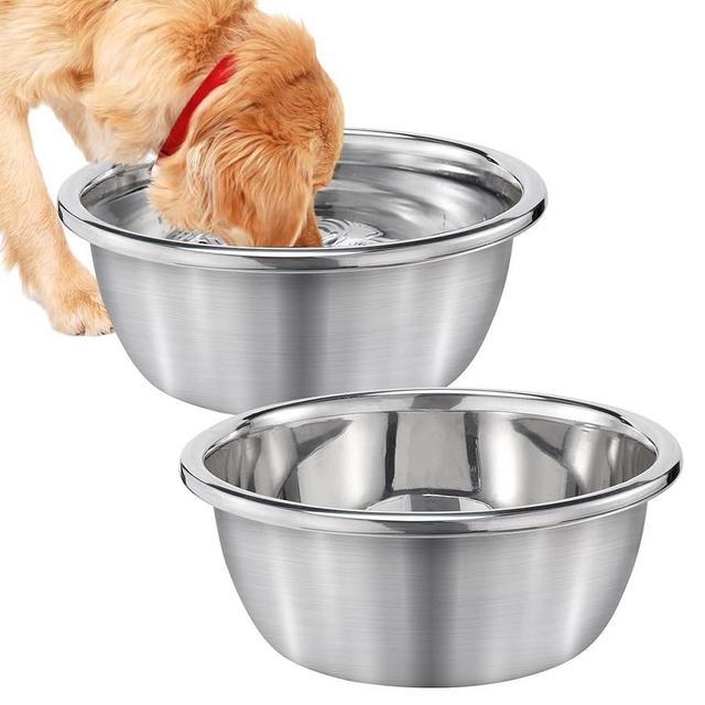 2Pcs 1.3 Gallons Large Dog Bowls - Food Grade Stainless Steel Metal Water Bowl, Ample Capacity & Easy to Clean Food Bowls for Large X-Large Dogs Indoor Outdoor