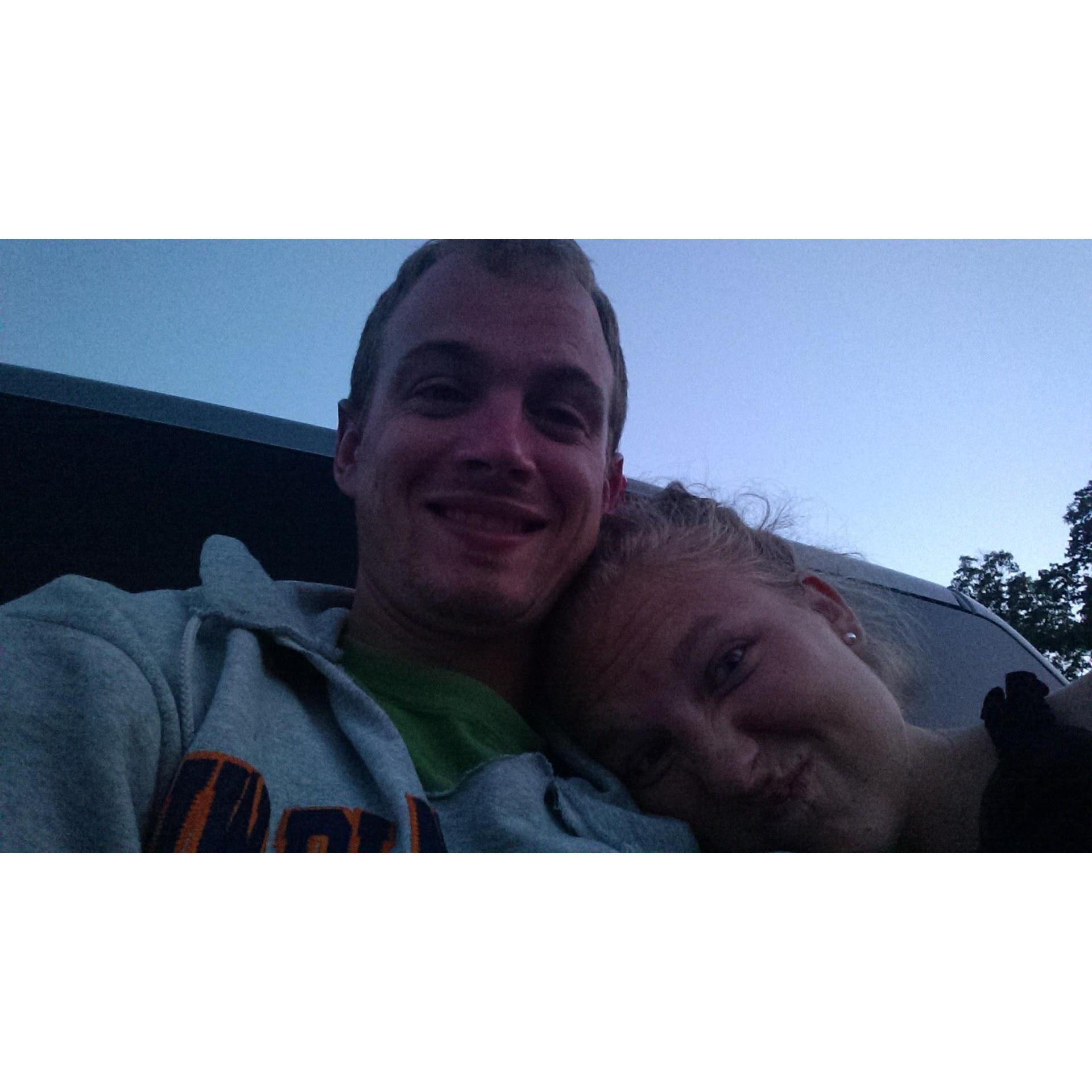 Movie night at a drive-in.