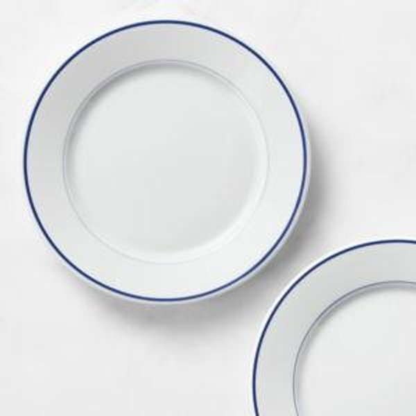 Blue-Banded Porcelain Salad Plates (Set of 4)