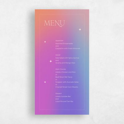 Purple Summer Wedding Menu - Kalia