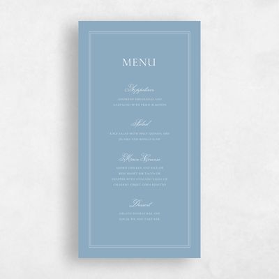 Dusty Blue Wedding Menu - Wyncote
