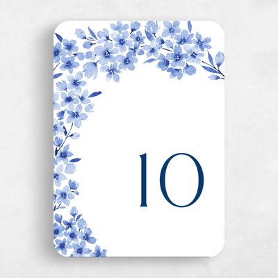 Blue Rounded Wedding Table Number - Shinya