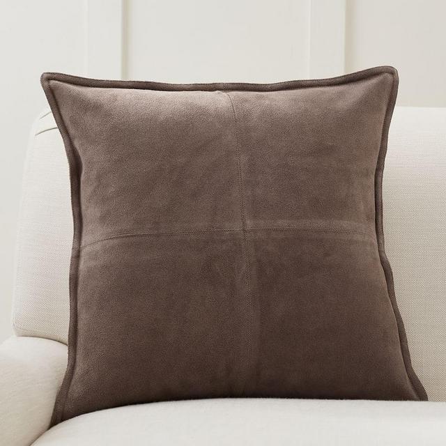 Pieced Suede Pillow Cover, 20 x 20", Mocha