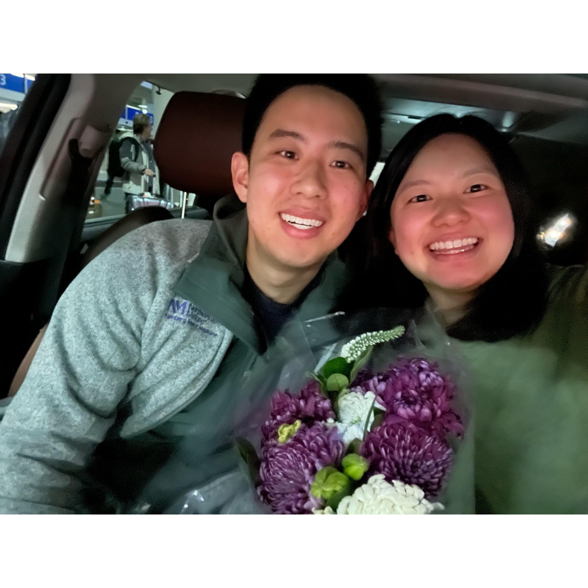 He brought flowers all the way from Chicago to Jacksonville!