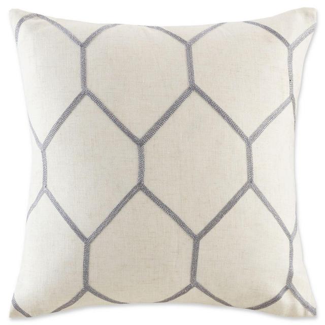 Madison Park Brooklyn Metallic Square Throw Pillows in Grey (Set of 2)