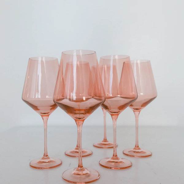 Estelle Colored Wine Stemware - Set of 6 {Blush Pink}