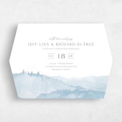 Blue Diamond Wedding Invitation - Denver Landscape