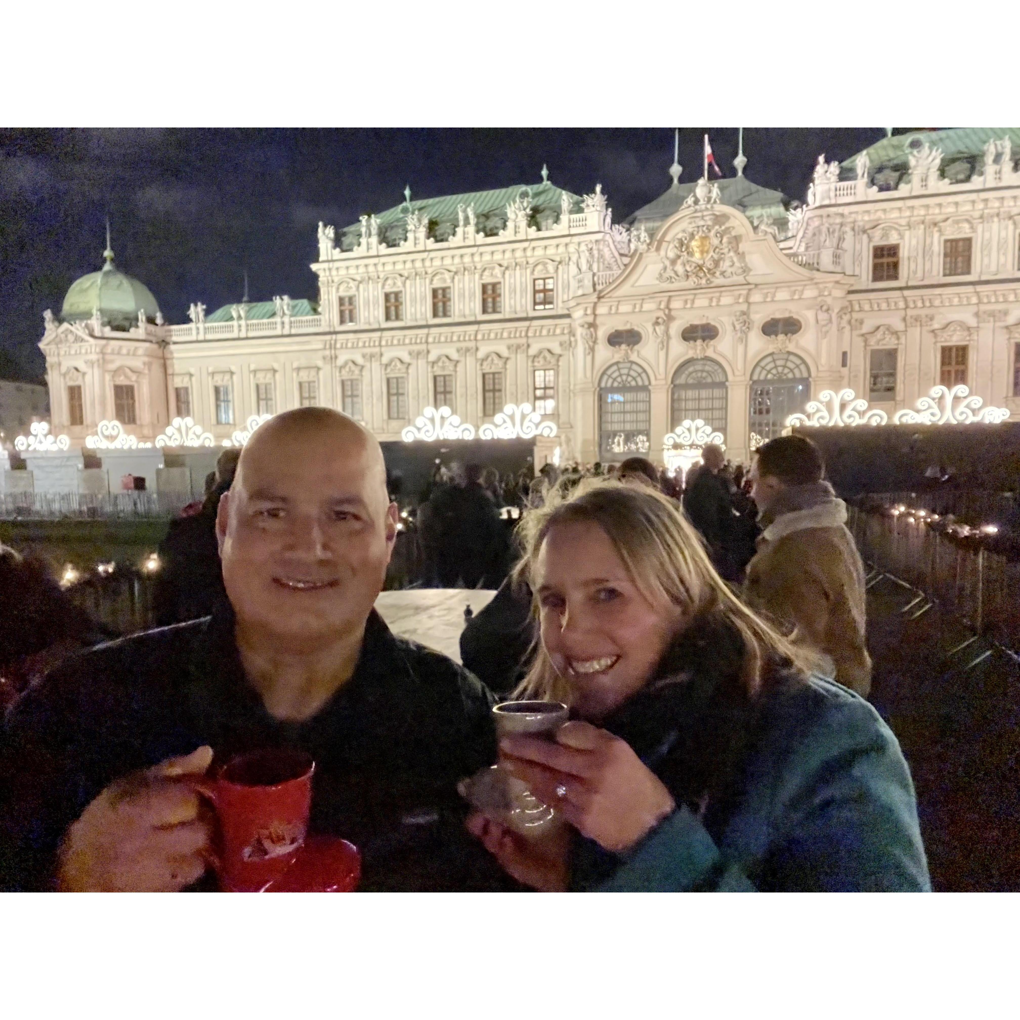 Gluhwein to celebrate saying Yes! Perfect spot for a proposal.