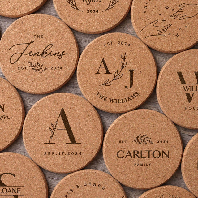 Wedding Coasters Set of 100, Wedding Keepsakes, Corporate Gifts, Engraved Personalized Coasters, Personalized Gift for Her, New Home Gifts