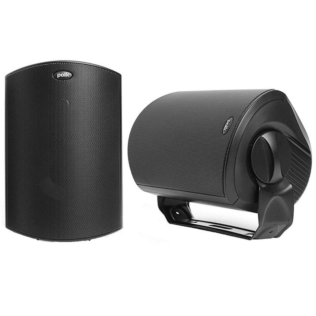 Polk Audio Atrium 6 Outdoor Speakers with Bass Reflex Enclosure (Pair, Black) - All-Weather Durability | Broad Sound Coverage | Speed-Lock Mounting System