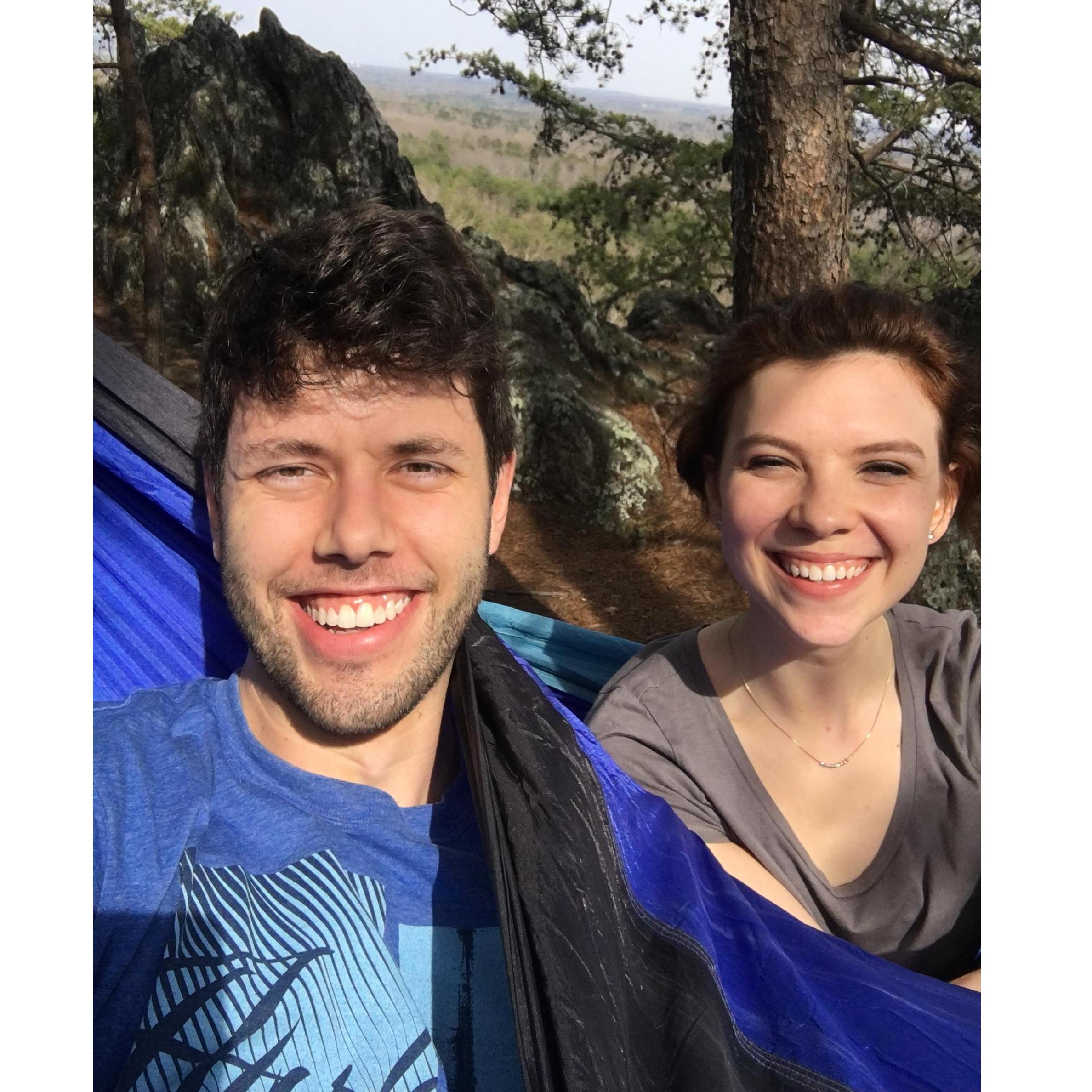 Our first picture together! On another hike . . . and before I started cutting Matthew's hair!