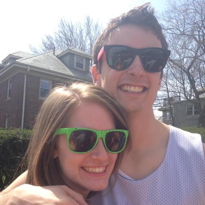 One of our first photos together - Marathon Monday at BC!