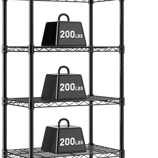 HealSmart 4-Tier Metal Wire Storage Shelves, Adjustable Standing Storage Rack Shelf, Heavy Duty Steel Shelving Unit Organizers for Kitchen Bathroom Pantry Garage, 23.3" W×13.4" D×47" H, Black