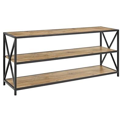 26" X Frame Metal and Wood Console Table Barn Wood - Saracina Home