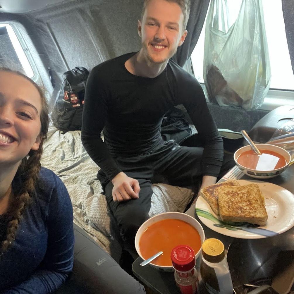 One of many glamorous camper van meals in Iceland, 2022