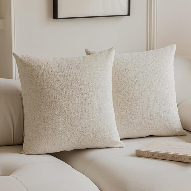 Colormz Set of 2 Neutral Colored Cute Textured Throw Pillow Covers, Cozy Boho Accent Pillow Cases for Sofa Couch Bed and Living Room - 18"x18"