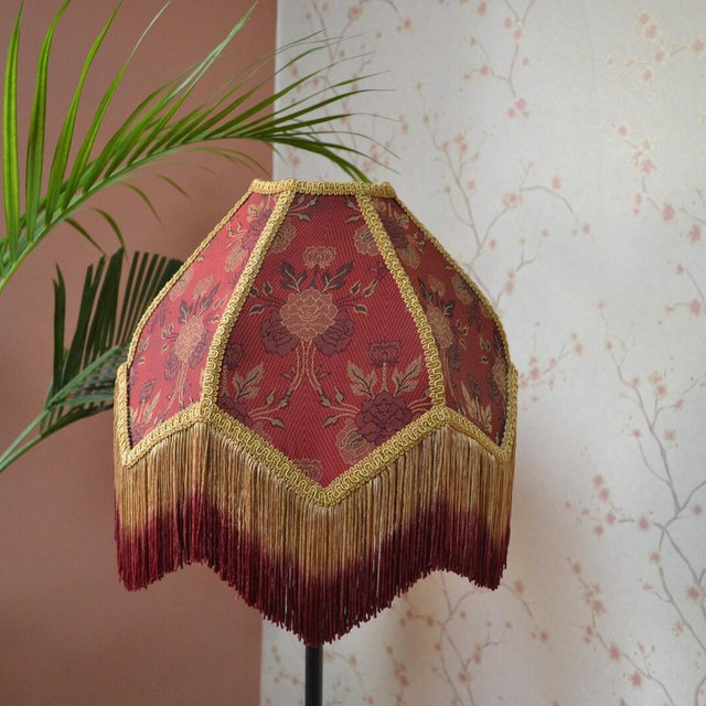 lampshade red table lampshade bedside lampshade floor lamp victorian shade ceiling lampshade vintage lampshade scallop luxury lighting gift