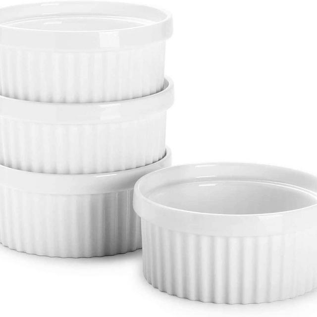 Sweese 503.401 Porcelain Ramekins - 12 Ounce Souffle Dish - Set of 4, White, 4.7 inches