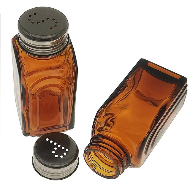 Ritadeshop Retro Glass Salt and Pepper Shakers Set (2, Amber)
