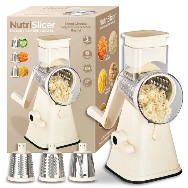 NutriSlicer Cream Vegetable Slicer Cheese Grater Potato Slicer Salad Chopper with Suction Base