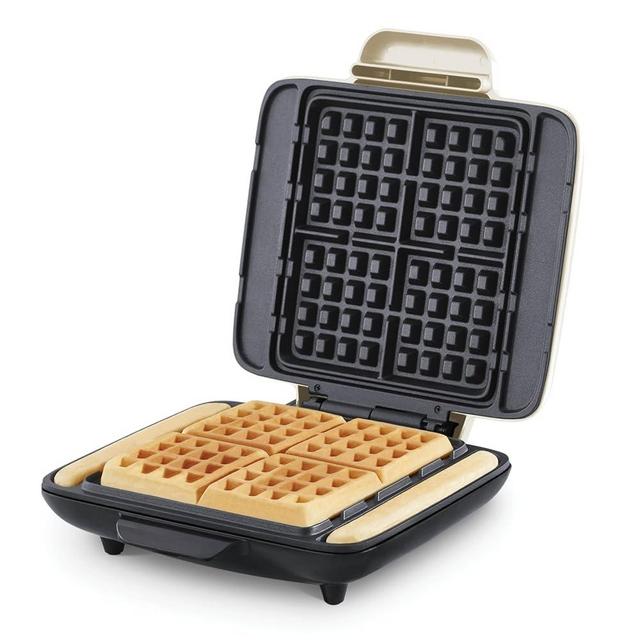 DASH No-Drip Waffle Maker - Four Waffle Molds, Nonstick Waffle Iron with Quick Heat-Up, Nonstick Surface - Perfect Waffle Maker for Kids and Families, Just Add Batter