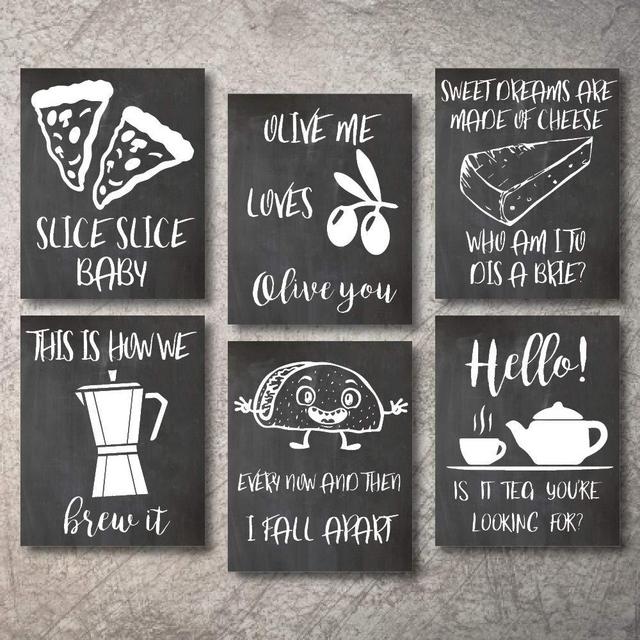 Wall Decor Kitchen Pictures UNFRAMED Modern Farmhouse Eat Signs Decorations Shabby Chic Art Sign Prints for Home or Office Kitchen Coffee Deco Wall Shelves or hanging shelf Vintage Decore Bar (Chalk, 8"x10")