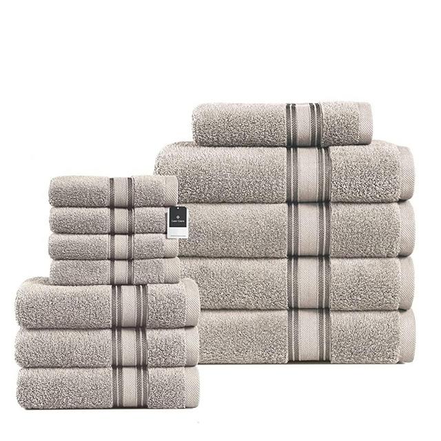 Luxury Bath Towels Set - 12 Piece Set, 100% Cotton Bathroom Towels, Zero Twist, Quick Dry Shower Towels, Extra Aborbent Bath Towel, Super Soft, 4 Bath Towels, 4 Hand Towels, 4 Wash Cloths - Platinum