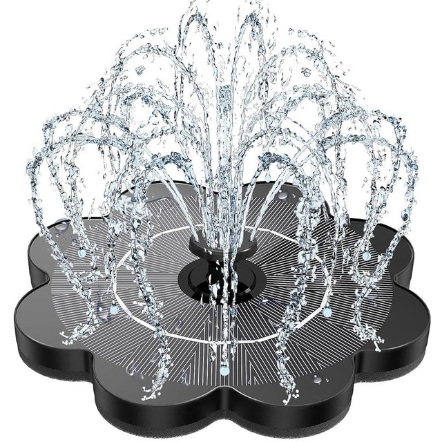Yzert Solar Fountain Flower Shape-No Battery, Glass 3.5W Solar Water Fountain with 7 Nozzles & 4 Fixer Rods,2025 Solar Fountain Pump for Bird Bath, Outdoor, Pool, Garden, Pond