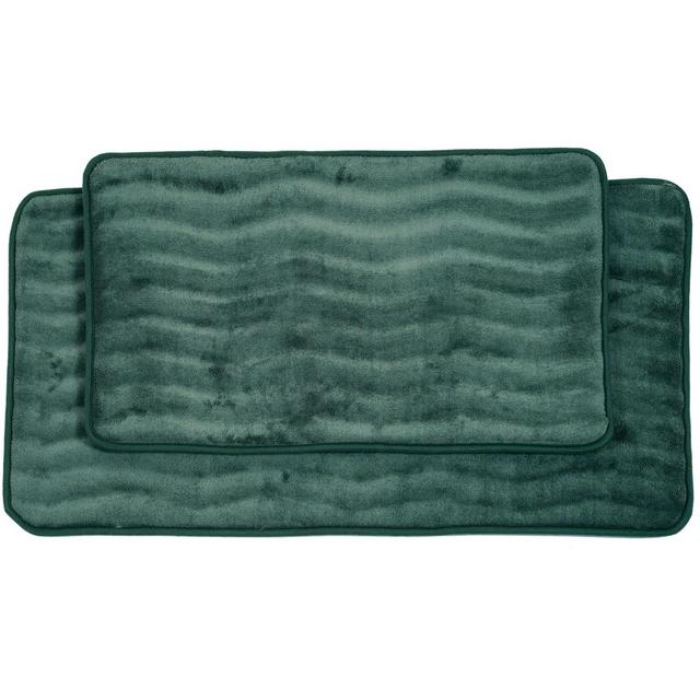 2pc Wave Bath Mat Green - Yorkshire Home