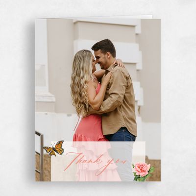 Light Oatmeal, Beige Wedding Thank You - Eterno Photo