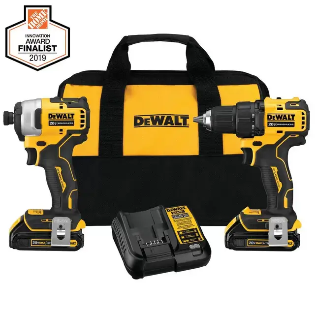 ATOMIC 20-Volt MAX Cordless Brushless Compact Drill/Impact Combo Kit (2-Tool) with (2) 1.3Ah Batteries, Charger & Bag