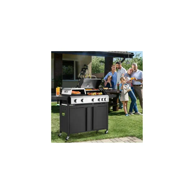 EROMMY 5-Burner Propane Gas Grill With Side Burner