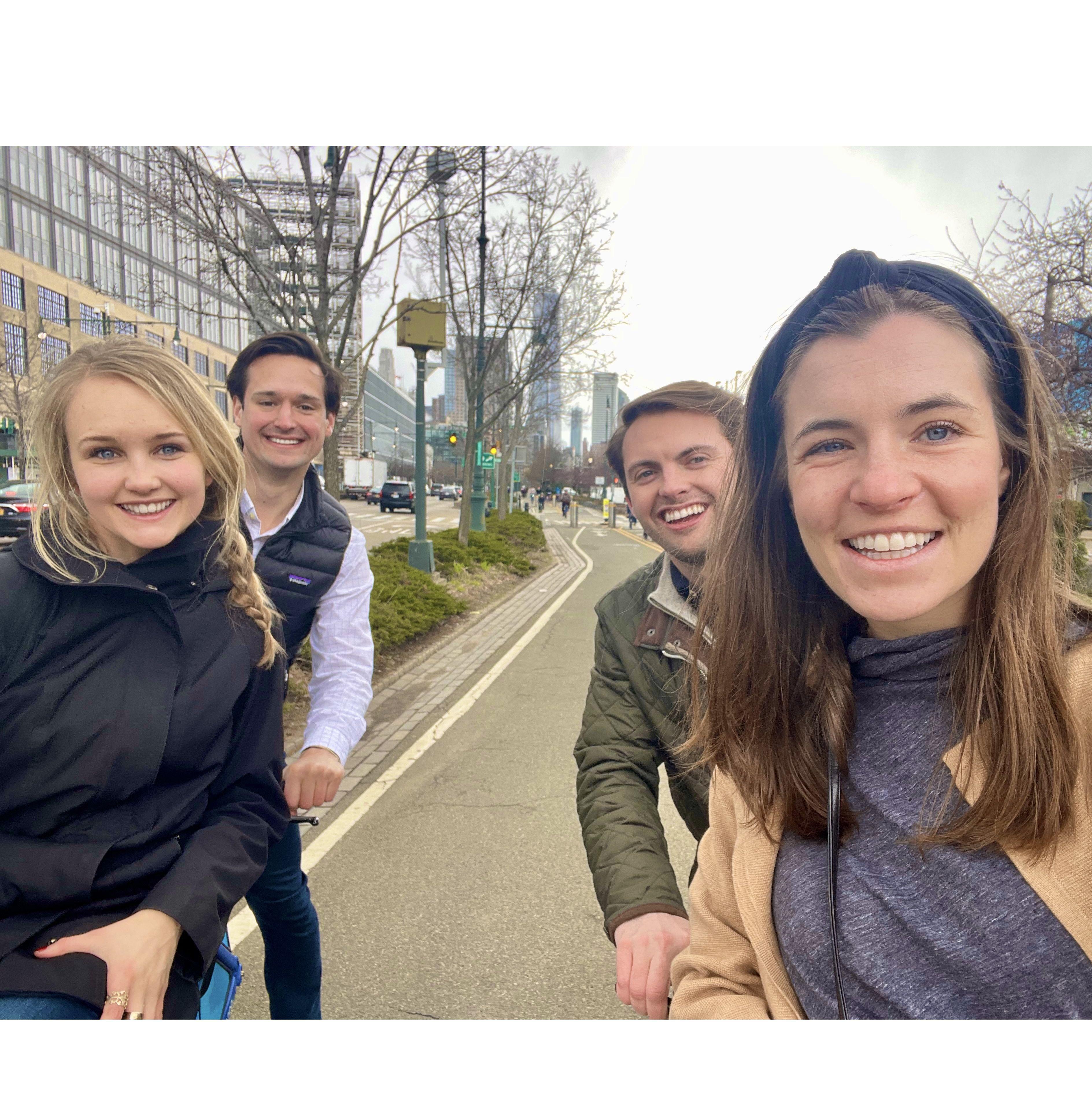 Teaching friends how to bike in baskets (Mar 2022)